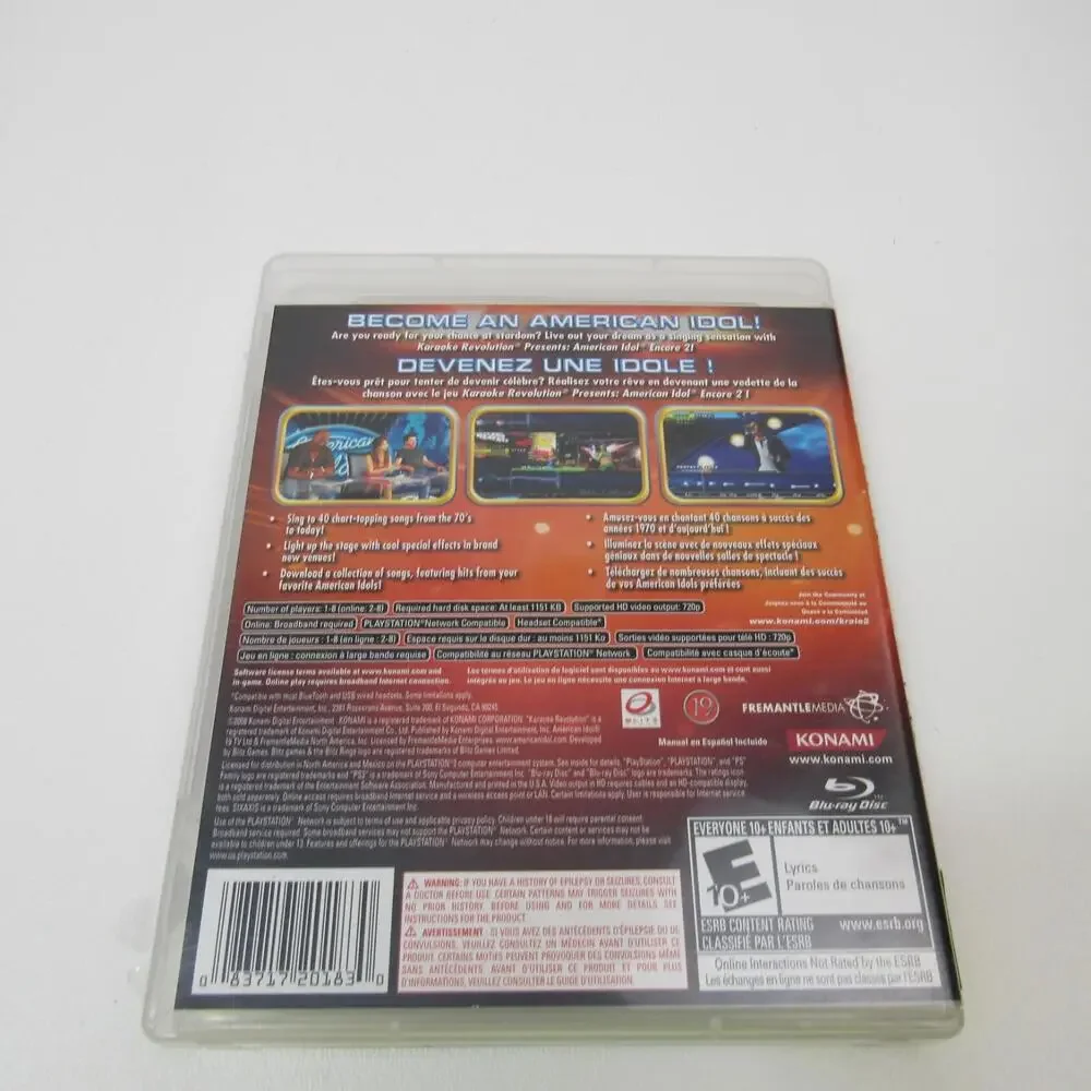 American‎ Idol: Encore 2 (Sony PlayStation, 2008) PS3
